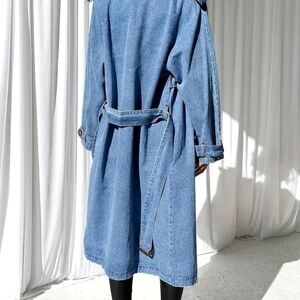 Women'S Casual Long Faux Denim Jacket